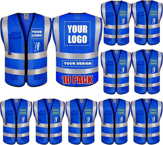 BeautyWill Custom Logo 10/20 Pack Safety Vest Class2 High Visibility Vest by BeautyWill