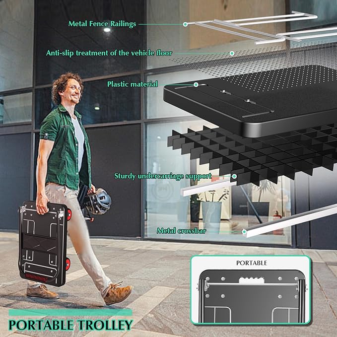 Platform Truck Cart with 3 Fence, 1100lbs Capacity Heavy-Duty Foldable Push - Image 4