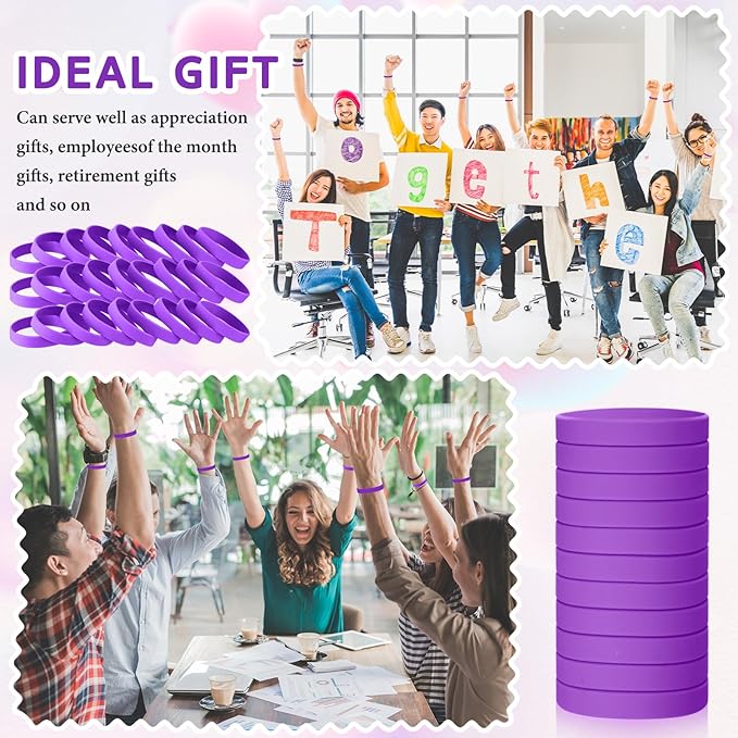 Liliful 100 Pcs Silicone Rubber Wristbands Rubber Wristband Bracelet Bands - Image 5