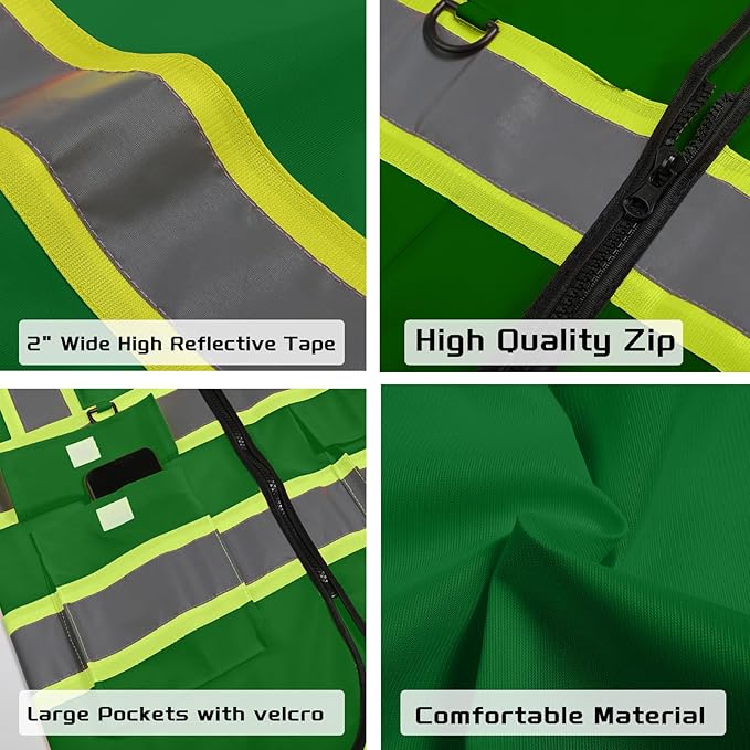 Custom Safety Vest with Logo Pockets High Visibility Reflective Vests - Image 3