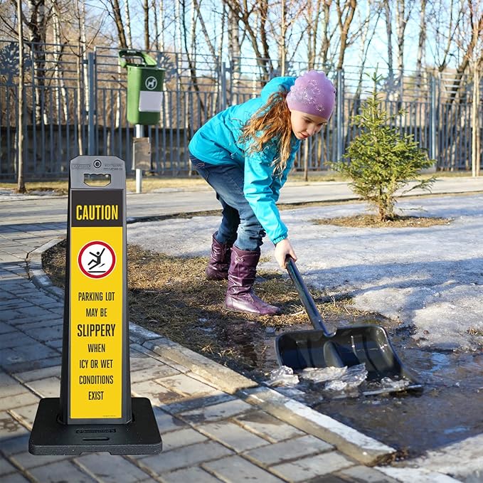 SmartSign Parking Lot Slippery When Icy Or Wet LotBoss Vertical Panel Sign Kit - Image 5