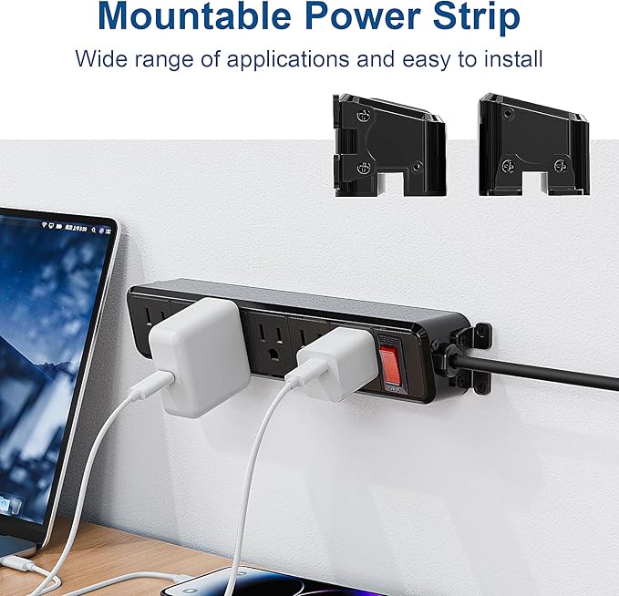 Wall Mount Power Strip, Flat Plug Power Strip - Image 3