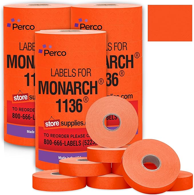 Perco Fluorescent Red Pricing Labels by Perco