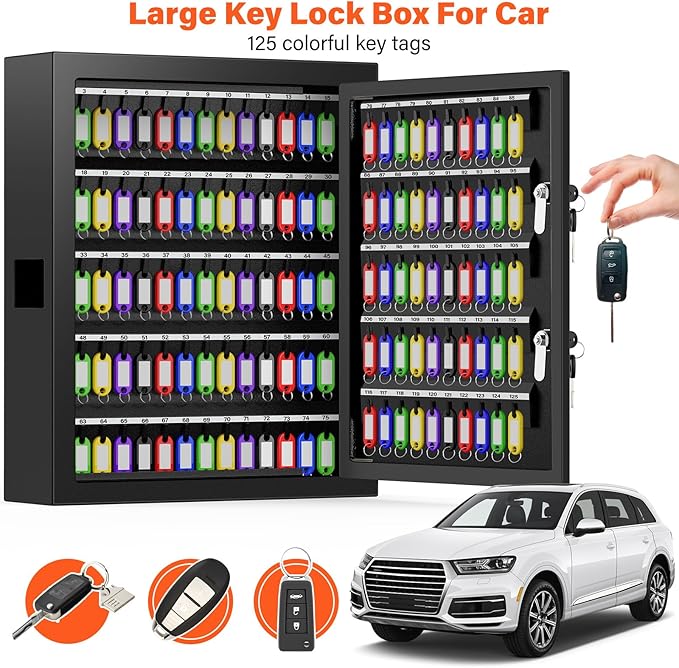 125 Keys Dual Lock Box Wall Mount, Anti-Theft Key Cabinet - Image 6