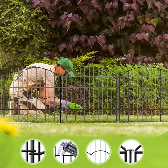 Decorative Garden Fence 6 Panels 12 ft×24in Metal Garden Fences, No Dig Animal - Image 5