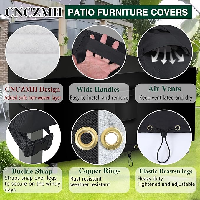 Square Heavy Duty Patio Table Covers Waterproof, 600D Outdoor Dining Table and - Image 4