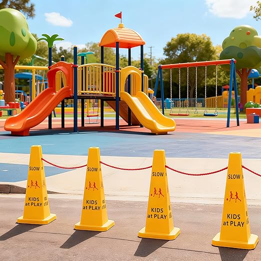 10 Pack Slow Down Kids at Play Cones 26.38 Inch Slow Kid at Play Safety Signs - Image 6