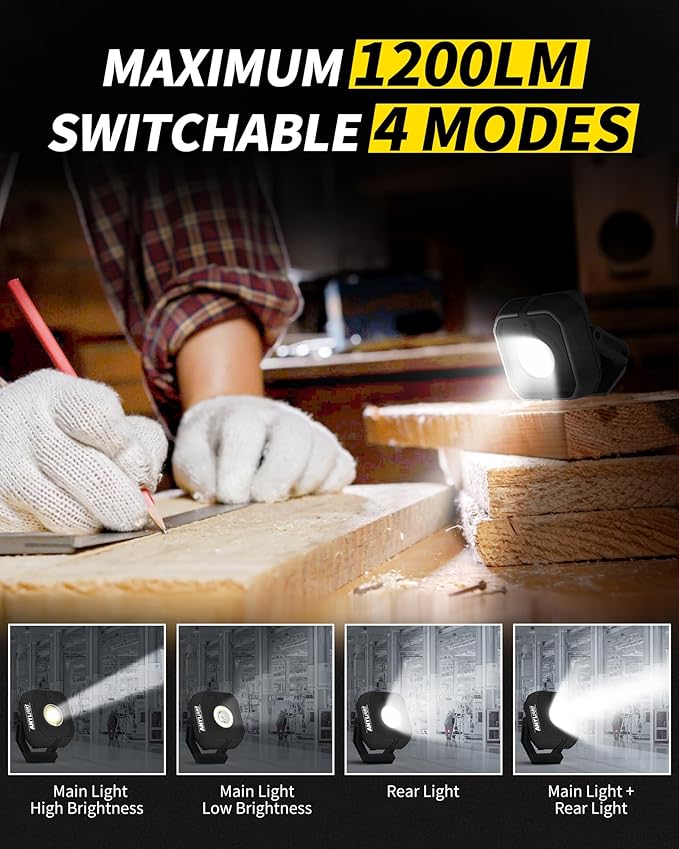 Led Work Light with 4 Modes, 1200LM Portable COB Magnetic Light, 3350mAh - Image 2