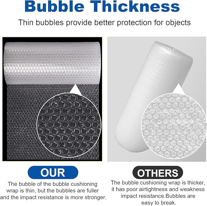 12 inch x 72ft - 2 Pack Total Small Thin Bubble Cushioning Wrap - Image 5