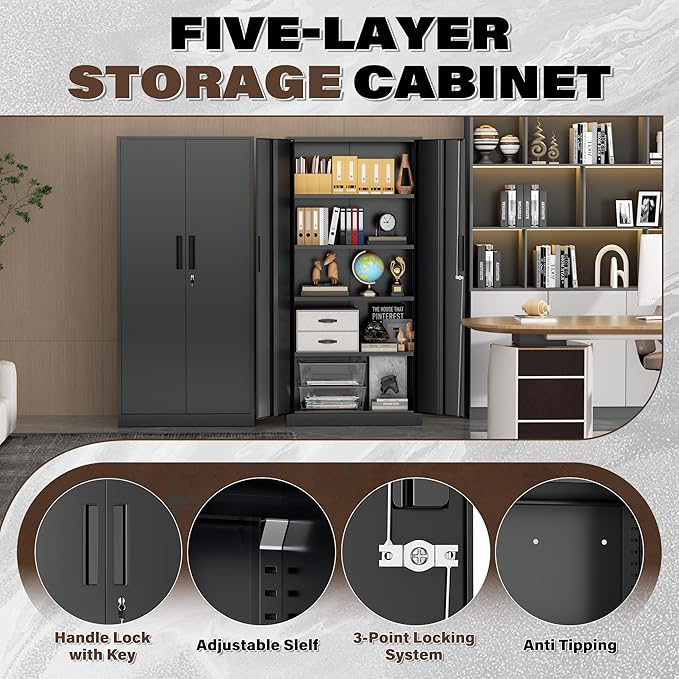 Incbruce 72” Metal Storage Cabinet, Garage Cabinets and Storage System - Image 4