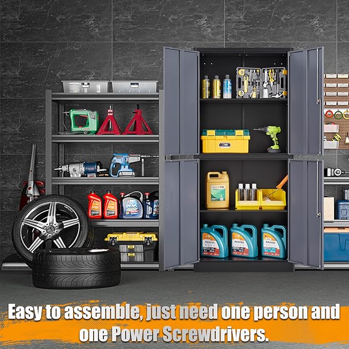 STANI Metal Storage Cabinet, Locking Steel Cabinet - Image 4