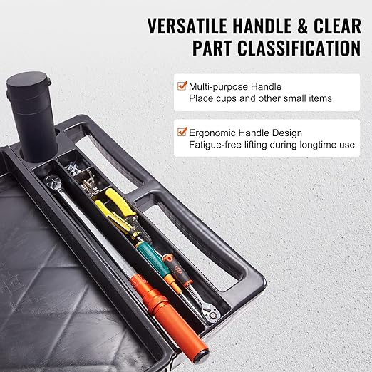 VEVOR Utility Service Cart, 2 Shelf 550LBS Heavy Duty Plastic Rolling Utility - Image 4