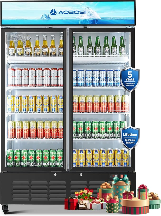 AAOBOSI Commercial Merchandiser Refrigerator, 36.8 Cu.Ft Glass Door Display by AAOBOSI