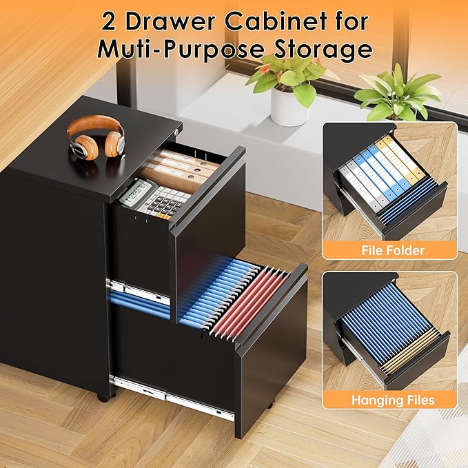 INTERGREAT 2 Drawer File Cabinet, Metal Filling Cabinet - Image 5