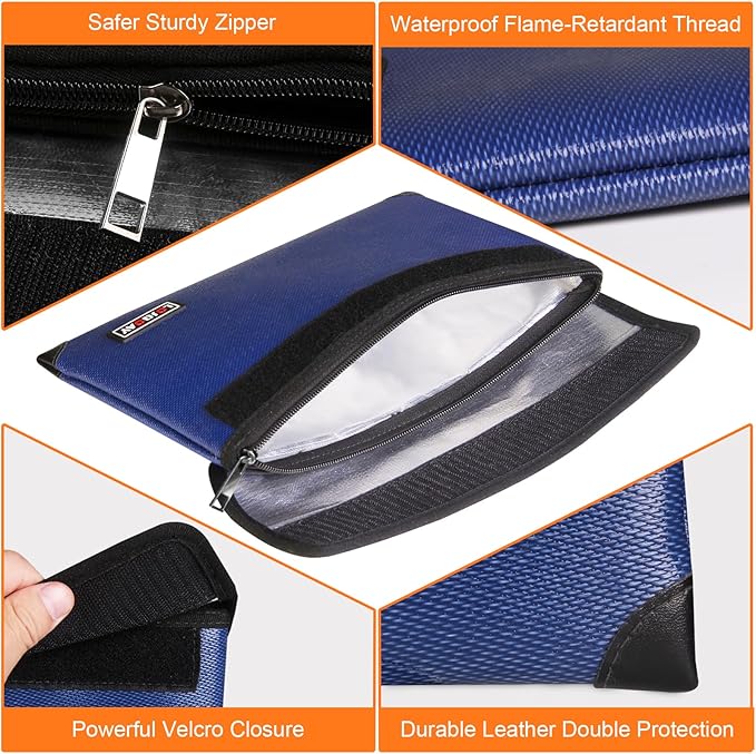 Fireproof Bag with 5200℉ Thermal Insulated, Waterproof Fireproof Box with Zipper - Image 6