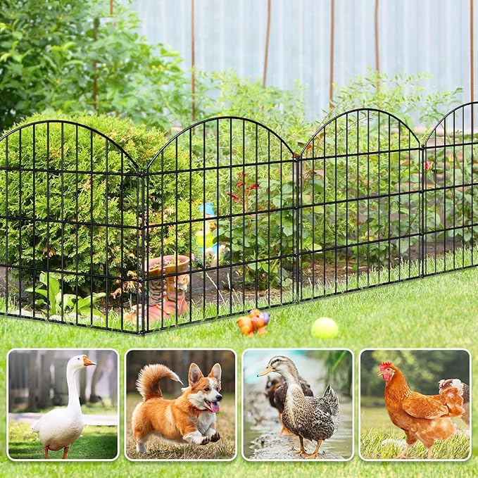 Metal Garden Fence 28in x 37.3ft, 16 Panels + 17 Stakes Dog Fences Border Fence - Image 5