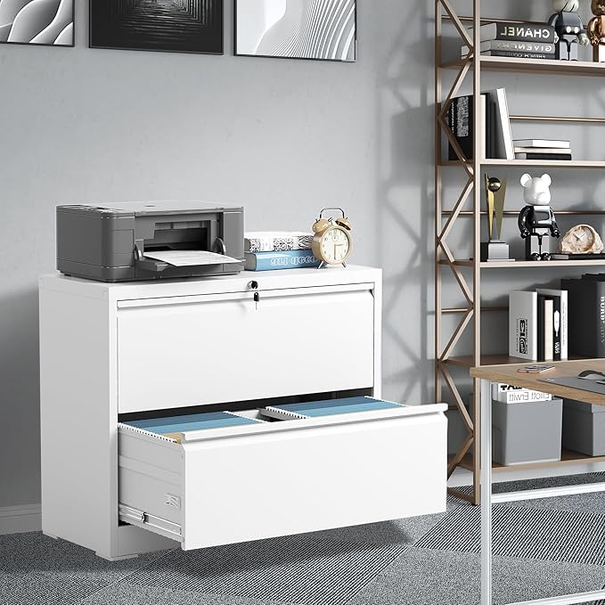 File Cabinets 2 Drawer, Metal Office Storage Filing Cabinet - Image 2