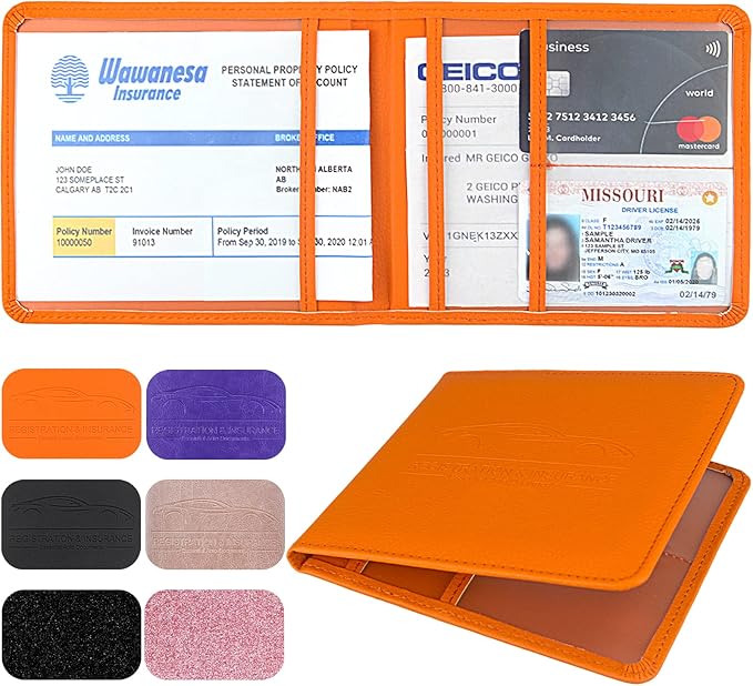 Car Registration and Insurance Holder, Leather Registration and Insurance Card by LumiMokki