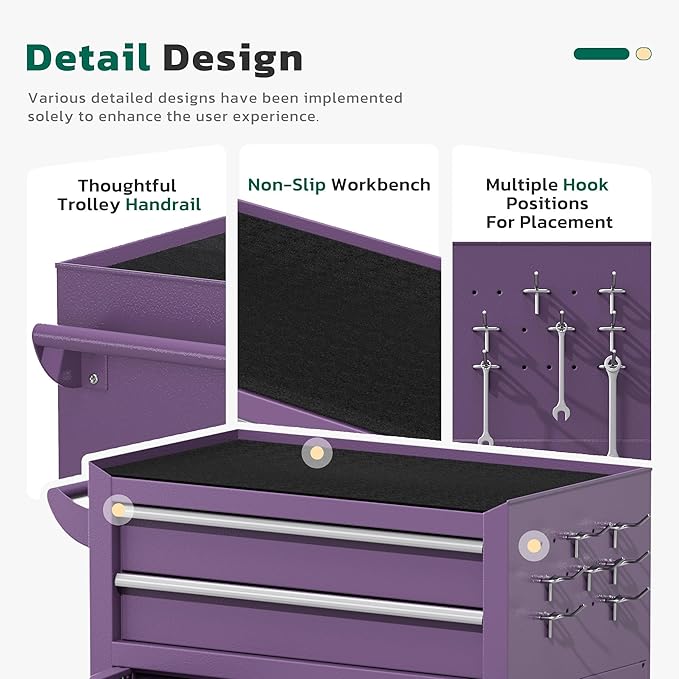 Greenvelly Tool Chest, 8-Drawer Rolling Tool Chest - Image 5