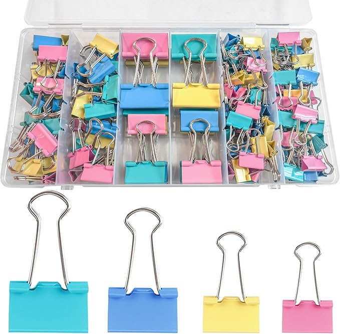 Binder Clips Assorted Sizes, 4 Sizes Cute Binder Clips Large Medium Binder Clip by Unknown