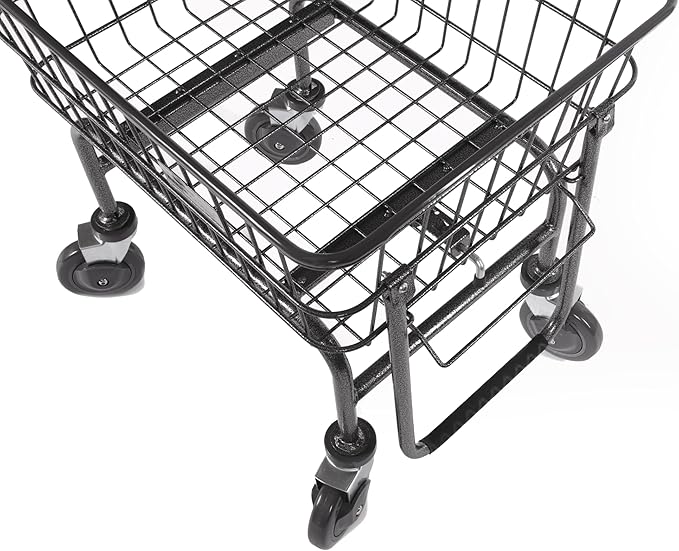 Rolling Laundry Cart with Wheels, Metal Wire Basket, Heavy Duty Utility Cart - Image 4