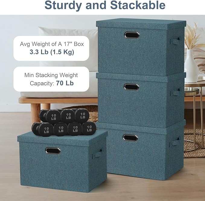 Large 17" 36 Quart Collapsible Stackable Storage Bins - Image 3