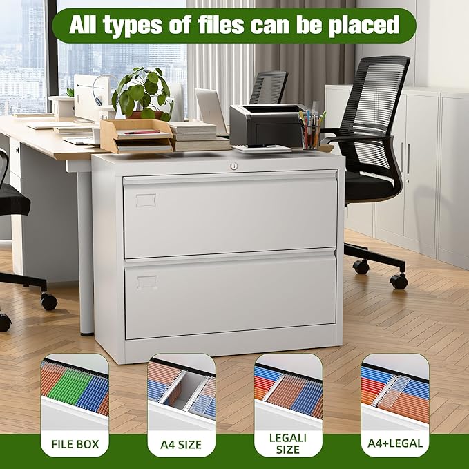 Aobabo 2 Drawer Lateral File Cabinet, Lockable Metal Filing Cabinet - Image 8