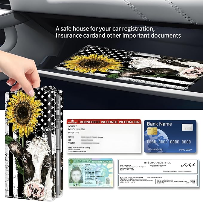 Premium Car Registration and Insurance Card Holder, Cute PU Leather Car - Image 3