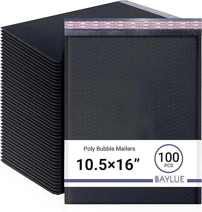 Black 10.5x16 Inch Large Poly Bubble Mailers #5 | Padded Envelopes by BAYLUE
