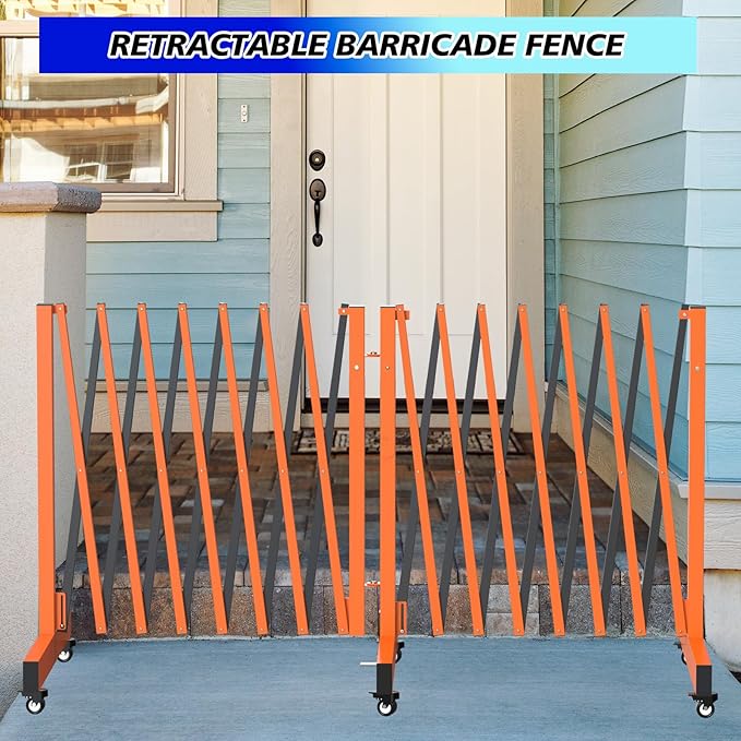 1 Set 16.8FT Industrial Metal Expandable Barricade，Retractable Traffic Fence - Image 6