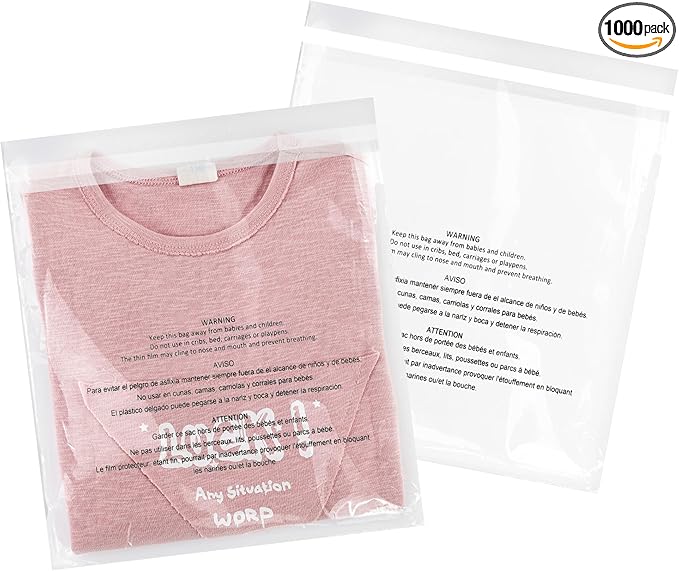 iMailer - 1000 Pcs - 9" x 12", Suffocation Warning Self Seal Clear Plastic Poly by iMailer