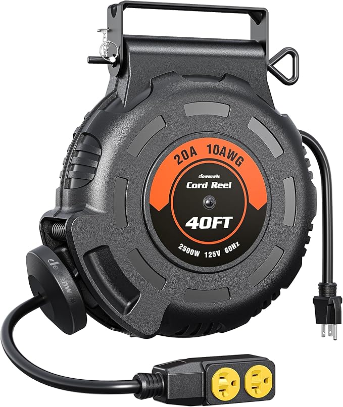 DEWENWILS Retractable Extension Cord Reel, 40FT 10AWG/3C SJTW Heavy Duty Power by DEWENWILS