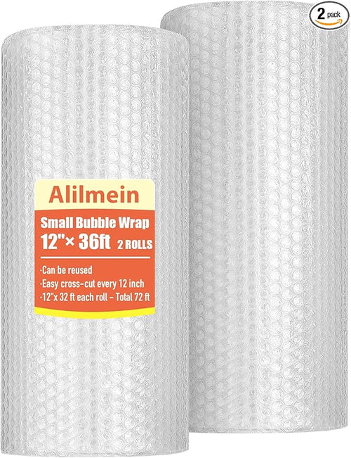 12 inch x 72ft - 2 Pack Total Small Thin Bubble Cushioning Wrap by alilmein