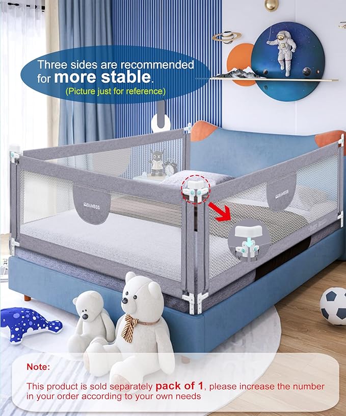 MBQMBSS 58'' L x 26.7" H Bed Rail - Image 4