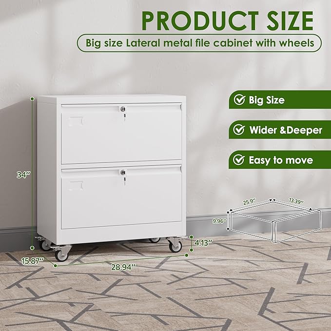 Aobabo 2 Drawer Lateral File Cabinet - Image 2
