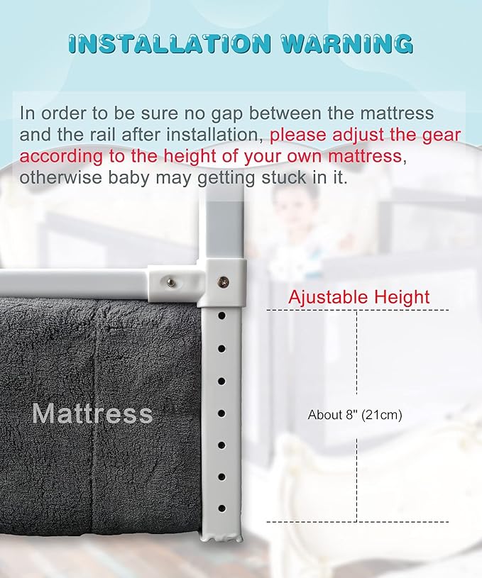 MBQMBSS 2 Pack Toddler Bed Rail Guards - Image 3