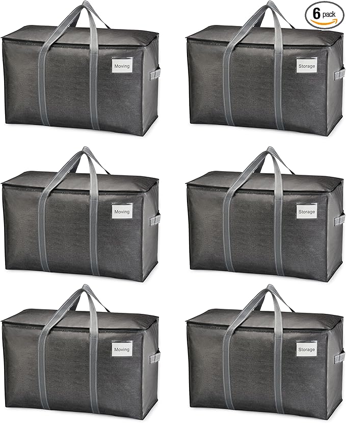 VENO 6 Pack Moving Bags and Large Christmas Storage Bins by Veno