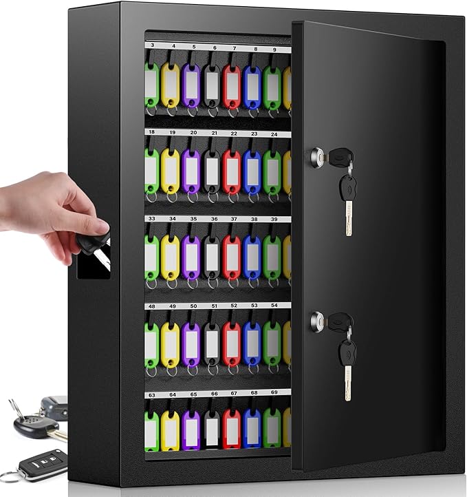 125 Keys Dual Lock Box Wall Mount, Anti-Theft Key Cabinet by NebakneSafe