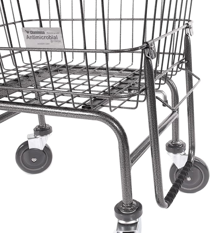 Rolling Laundry Cart with Wheels, Metal Wire Basket, Heavy Duty Utility Cart - Image 5