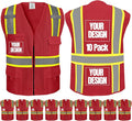 BeautyWill 10/20 Pack Custom Logo Safety Vest, Bulk High Visibility Class 2 by BeautyWill