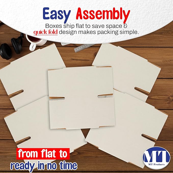 MT Products 4" x 4" x 4" Corrugated White Cardboard Shipping Boxes - Image 5
