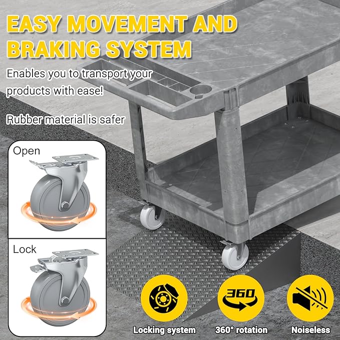 Heavy Service Utility Cart on Wheels, Tool Cart on Wheels, Service Cart - Image 6