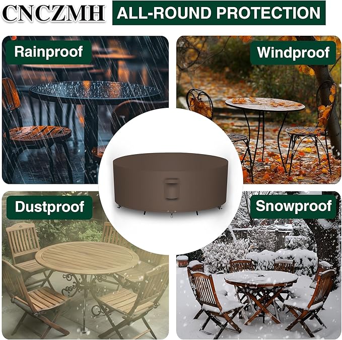 Heavy Duty Patio Furniture Covers Waterproof, 600D Round Outdoor Furniture - Image 6