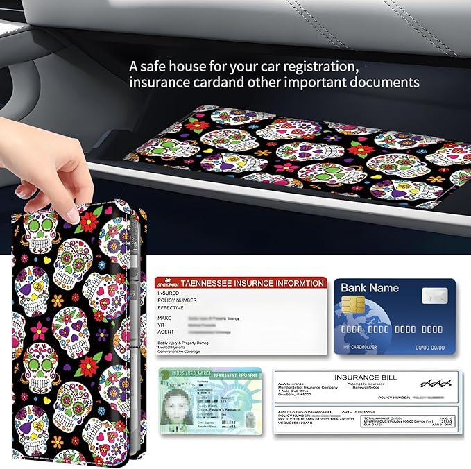 Premium Car Registration and Insurance Card Holder, Cute PU Leather Car - Image 3