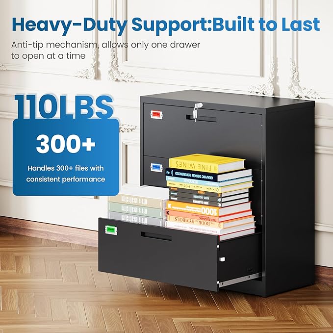 3 Drawer File Cabinet, Lateral Filing Cabinets - Image 7