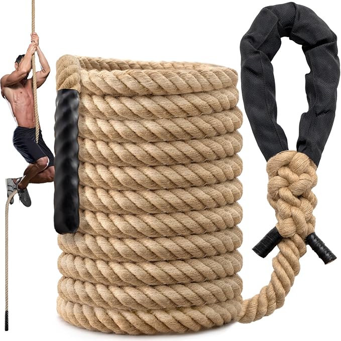 Climbing Rope Gym Workout - 10FT 15FT 20FT 25FT 30FT 35FT Heavy Duty Jute Thick by HOME