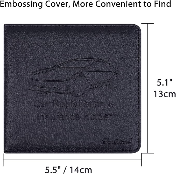 Car Insurance and Registration Holder, 5.5 x 5 Inch PU Leather Vehicle Glove - Image 5