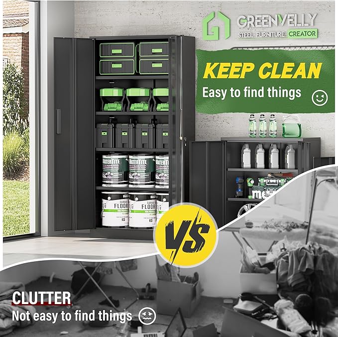 Greenvelly Metal Storage Cabinet, Metal Cabinet - Image 6
