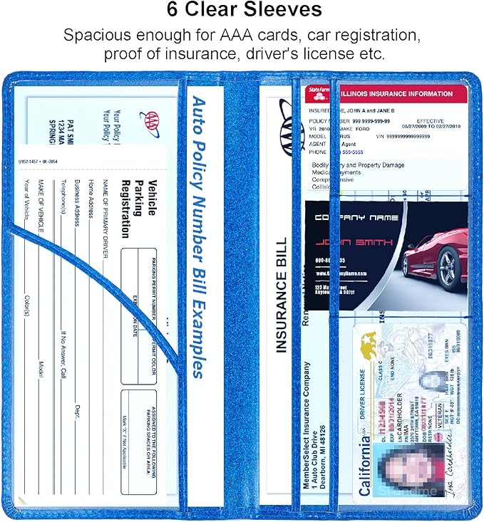 Car Registration and Insurance Holder, Leather Magnetic Shut Vehicle Glove Box - Image 3