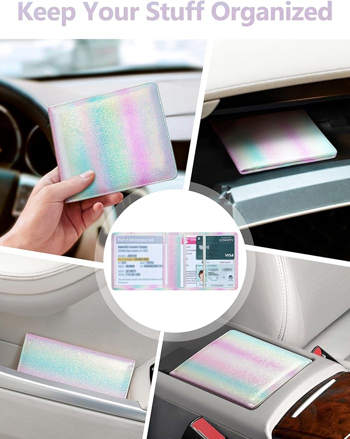 Mymazn Car Registration and Insurance Holder, PU Leather Glove Box Car Organizer - Image 7